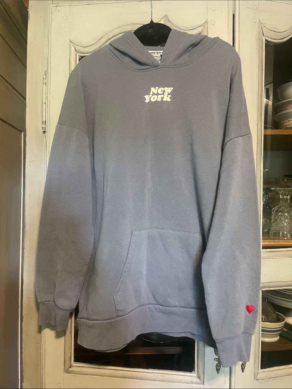 New York Graphic Hoodie in Slate Blue